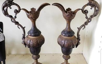 Pair of Circa 1880 French GIlt Spelter Gryphon Handle
