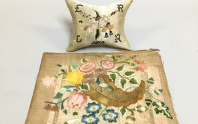 Cornucopia Needlework by Cornelia Van Alstyne and a Wedding Pillow Dated 1812