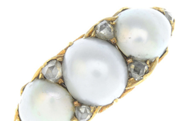 An early 20th century 18ct gold split pearl and diamond dress ring.