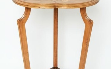 Emile Galle Marquetry Foliate Trefoil Side Table
