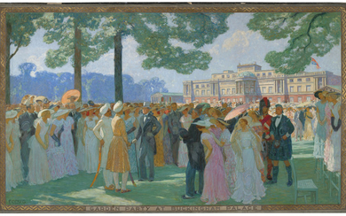 Émile-Octave-Denis-Victor Guillonnet (French, 1872-1967), The garden party at Buckingham Palace