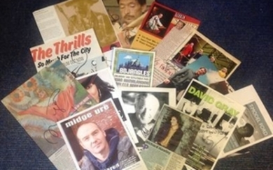 Entertainment and Music signed collection of flyers, cards magazine photos. 15 includes David Gray, Alison Goldtrapp, Val......