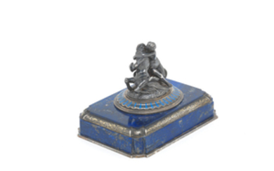 A French silver and lapis lazuli paperweight