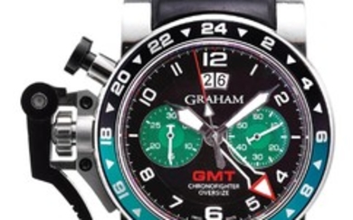 GRAHAM | A STAINLESS STEEL AUTOMATIC DUAL TIME CHRONOGRAPH WRISTWATCH WITH DATE NO 461 CHRONOFIGHTER OVERSIZE GMT CIRCA 2010