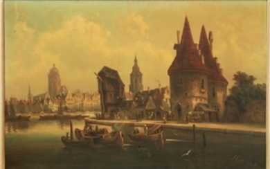 J. Grotius Continental Scene Oil on Canvas