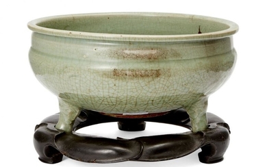 A large Chinese grey stoneware Longquan celadon...