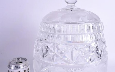 A LARGE CRYSTAL ENGRAVED GLASS BOWL AND COVER decorated