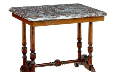 LATE 19TH CENTURY MAHOGANY MARBLE TOP SIDE TABLE