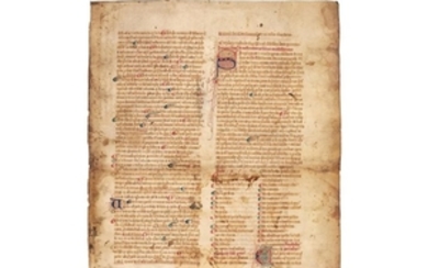 Leaves from an extremely large codex of John of Freiburg, Summa confessorum and the same author’s Tractatus de instructione confessorum, in Latin, manuscript on parchment with another seven fragments