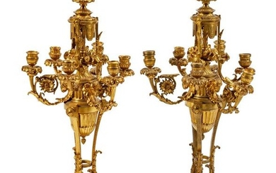 A Pair of Louis XV Style Gilt Bronze Six-Light