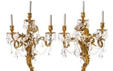 * A Pair of Louis XV Style Gilt Bronze Sconces Height