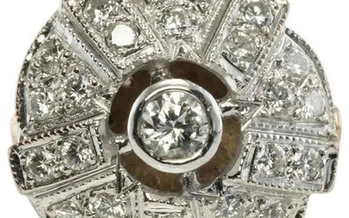 Natural Diamond Ring .47cttw Antique Art Deco 14K White