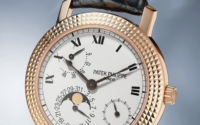 Patek Philippe, Ref. 5057R A rare and fine limited edition pink gold wristwatch with date, power reserve and moonphases