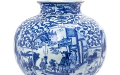 A Rare Chinese Delft-Style Blue and White Porcelain Jar