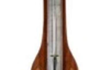 A Regency inlaid mahogany mercury wheel barometer B