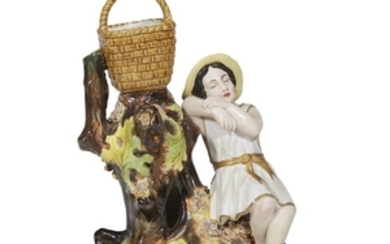 A Russian porcelain group "Little Girl with Basket Match...