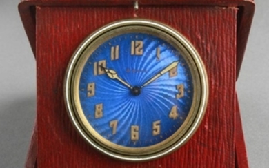 Swiss Guilloche Enamel 8-Day Travel Clock