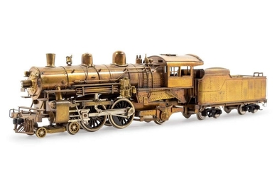 A Tenshodo Brass HO-Gauge 4-4-2 Locomotive and Tender