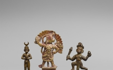 Three copper alloy figures of Hanuman. 18th/1 ...