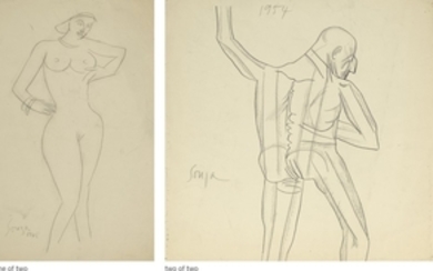 UNTITLED (WOMAN); UNTITLED (MAN IN MOTION), Francis Newton Souza