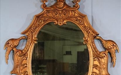 Victorian gold gilded hanging mirror with birds