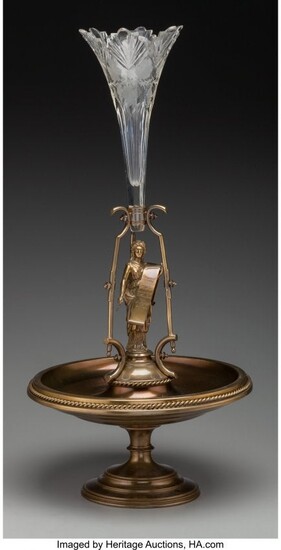 27024: A German Lacquered Brass and Cut-Glass Figural C