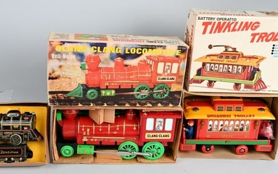 3- BATTERY OPERATED TRAINS W/ BOXES