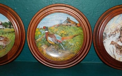 3 Framed Porcelain Game Bird Plates by Knowles