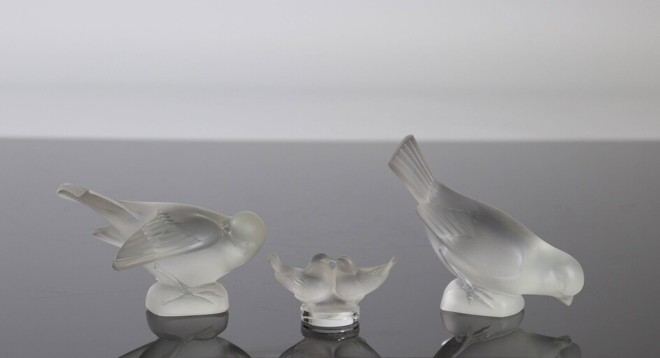 3 Oiseaux en verre signé Lalique France