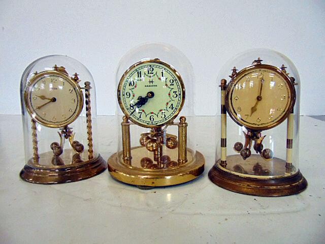 3 mini domed clocks, Vintage, German- All running.