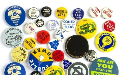 30 Vintage Utilities Buttons Pinbacks