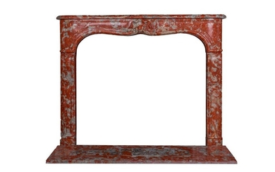 A 19th century red Languededoc marble fireplace wi…