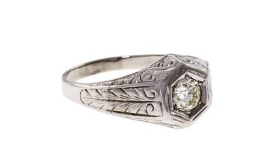 .33ct Old European 18k White Gold Engagement Ring
