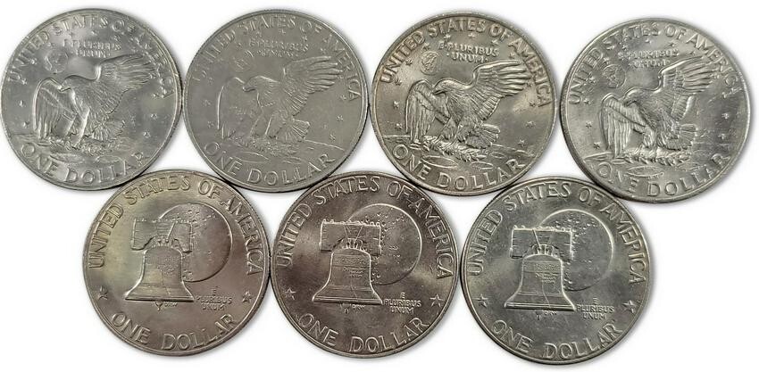 4 1972 & 3 1976 Eisenhower dollar coins