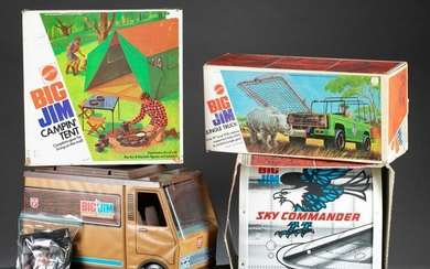 4 Mattel Big Jim vehicles and accessories