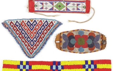 4 NATIVE AMERICAN BEADED OBJECTS