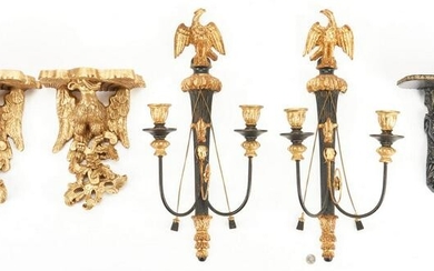4 Pairs Wall Sconces or Brackets including 2 Ebonized