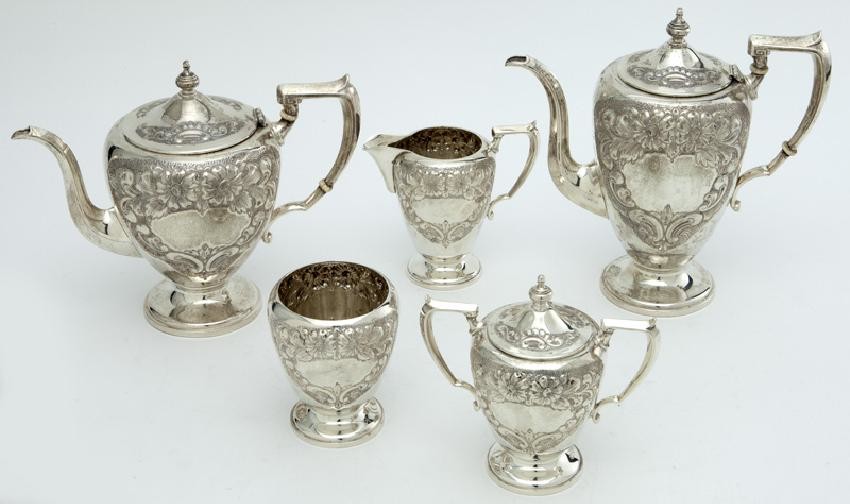 (5) Pc. Artcraft sterling silver coffee & tea