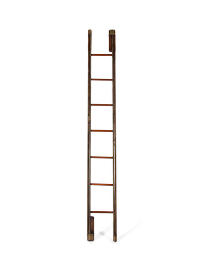 An English Brass Mounted Folding Library Ladder