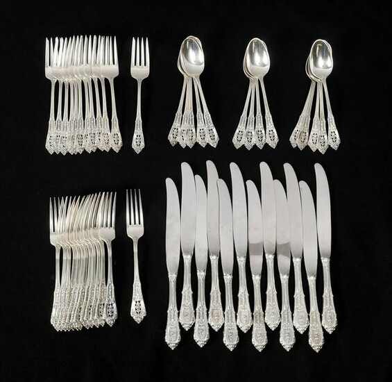 51 PC. STERLING SILVER WALLACE ''ROSE POINT'' FLATWA