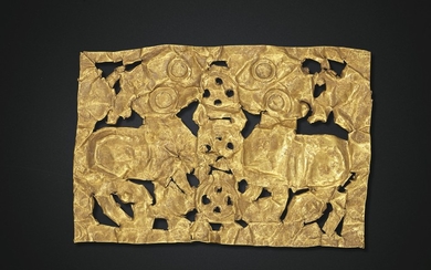 AN OPENWORK GOLD SHEET APPLIQUÉ, EASTERN HAN-EARLY SIX DYNASTIES PERIOD, 1ST-3RD CENTURY AD