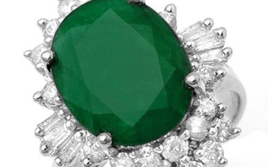 5.41 ctw Emerald & Diamond Ring 18k White Gold