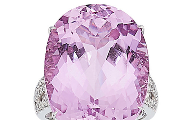 Kunzite, Diamond, White Gold Ring The ring features...