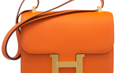 Hermès 23cm Orange H Epsom Leather Constance Bag with...