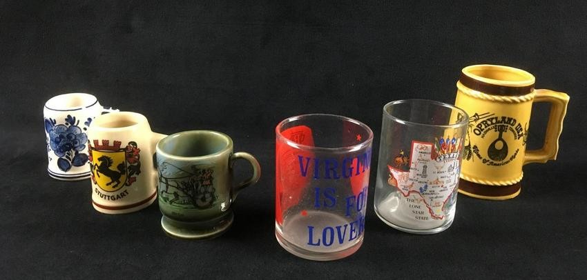 6 Small Tourist Mug and Glass Collection