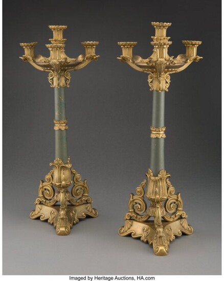 61024: A Pair of Louis Phillipe Painted and Gilt Brass