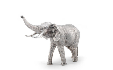 An impressive large silver model of an Elephant