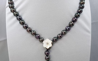 8.5x10mm Peacock Tahitian pearls - Necklace