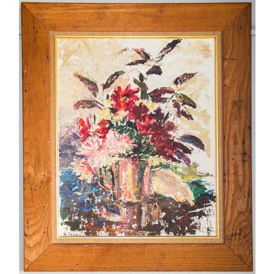 FLORENCE TRICKER ORIGINAL FLORAL OIL PAINTING