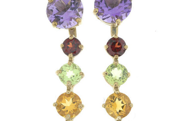 9ct gold gem-set drop earrings